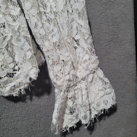 ASOS Design White Lace Long-Sleeve Women's Blouse Size 12 - Picture 4 of 5